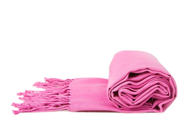 Einen Herbstlichen Rosafarbenen Schal Isoliert Auf Weiß Kopierraum — Stockfoto