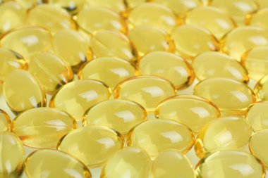 Balık yağı tabletleri, arka plan. Uzay kopyalayın. Kavram sağlık.