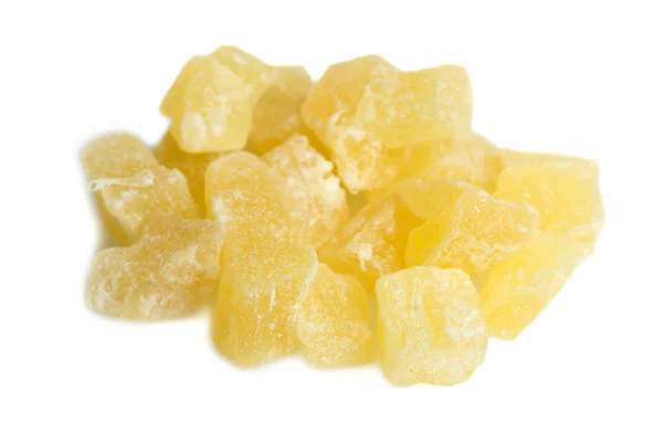 Lote Frutas Cristalizadas Amarelas Isoladas Branco Roupas Banho — Fotografia de Stock