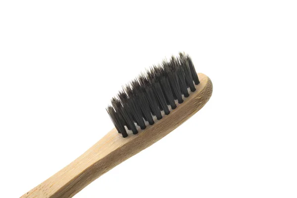 Één Natuurlijke Organische Herbruikbare Bamboe Tandenborstel Geïsoleerd Wit Concept Nul — Stockfoto
