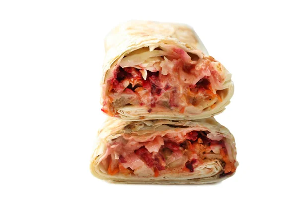 Doner kebab, shawarma w pita z mięsem napełniania — Zdjęcie stockowe