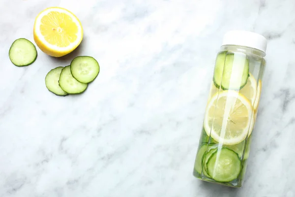 Bottle of lemon cucumber water