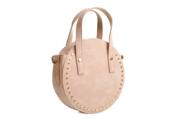 Elegante pequeño bolso femenino redondo beige — Foto de Stock