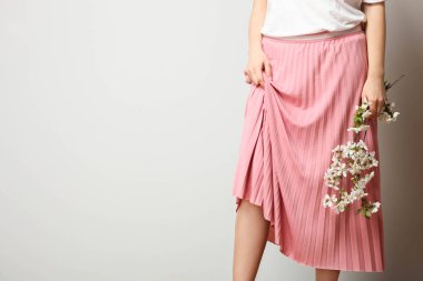 Girl in stylish fashionable pink skirt clipart