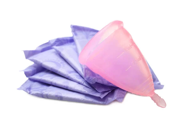 Rózsaszín menstruációs csésze — Stock Fotó