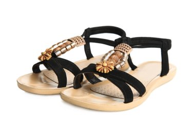 Şık süet siyah yaz sandalet 