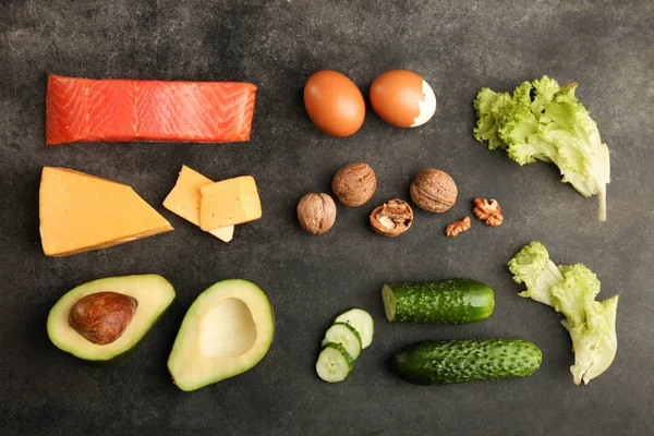 Prodotti a basso contenuto di carboidrati per la dieta chetogenica — Foto Stock