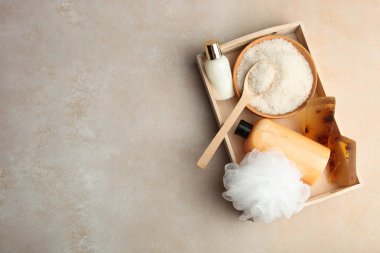 Vücut bakım kozmetik, deniz tuzu, bez ve doğal el yapımı böylece