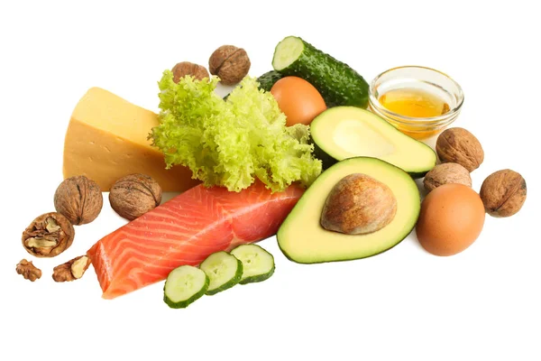 Prodotti a basso contenuto di carboidrati per la dieta chetogenica — Foto Stock