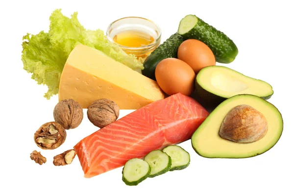 Prodotti a basso contenuto di carboidrati per la dieta chetogenica — Foto Stock