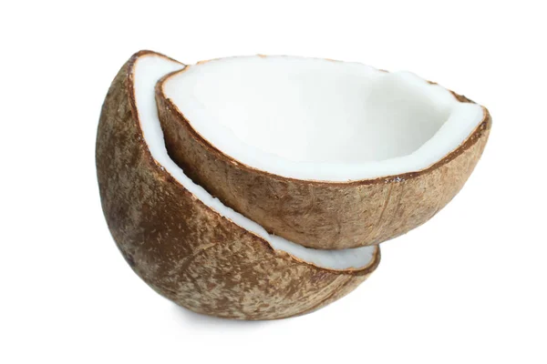 Une noix de coco tropicale cassée — Photo