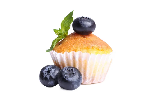 Muffiny a přírodní borůvky s mátou — Stock fotografie