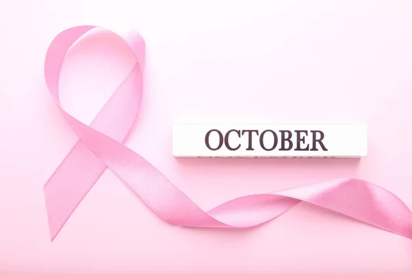 Pink Ribbon Pink Background Breast Cance — Stock Photo, Image