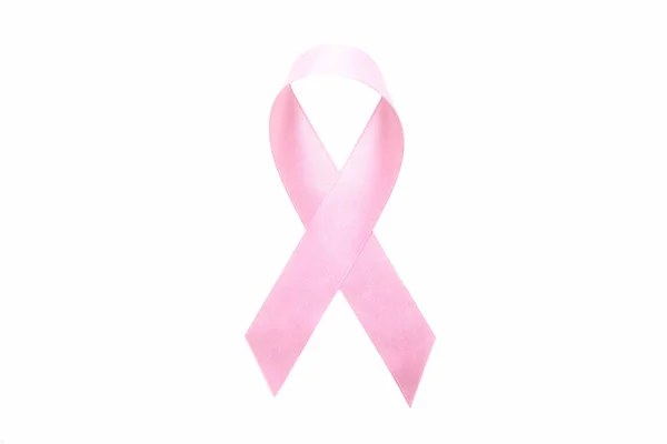 粉红缎带在白色背景上隔离 母乳育婴 — 图库照片