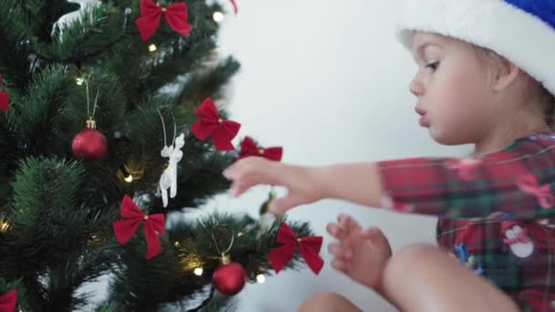 Natal Inverno Ano Novo Celebração Conceito Família Menina Sorrindo Feliz — Vídeo de Stock