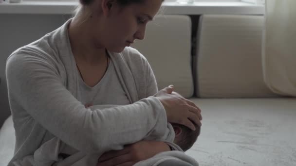 Medicina Salud Familia Inocencia Pediatría Felicidad Conceptos Infantiles Joven Madre — Vídeo de stock