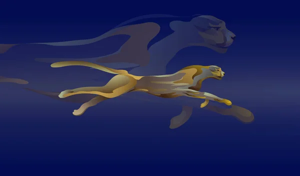 Abstraktní akvarel ilustrace běžící gepard (barva žlutá, síla logo, symbol moci, vzorek zdarma zvířat, vektorový tisk, podnikání banner, umění módní design loga — Stockový vektor