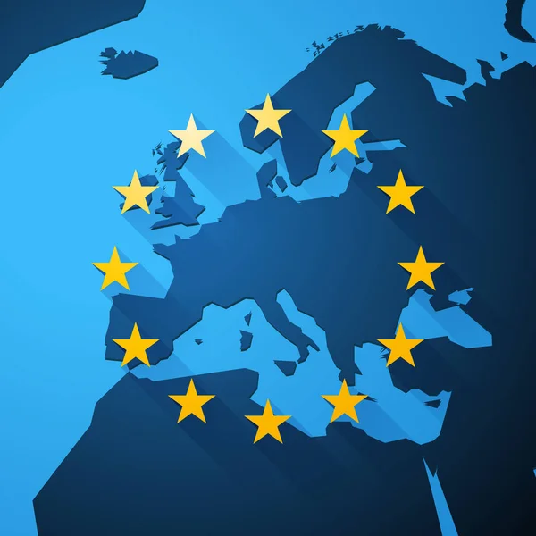 欧洲的地图与欧共体星 — 图库矢量图片