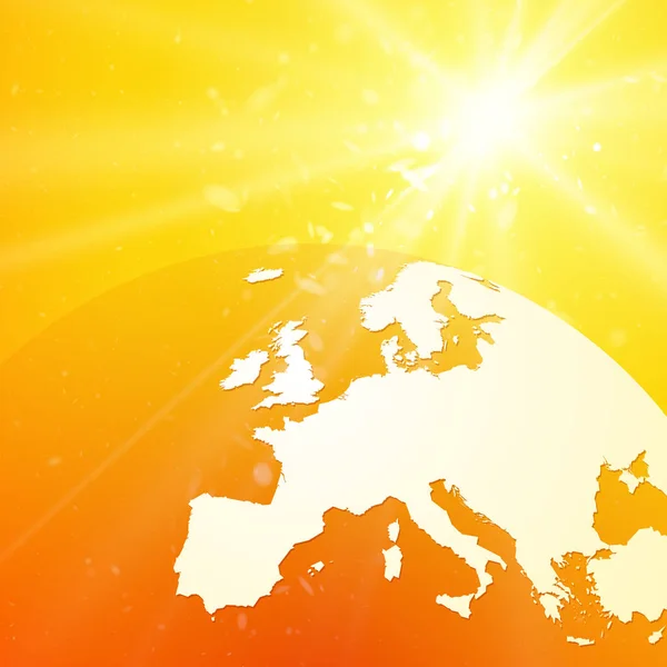 Europa Mapa Vetorial Globo Mundial Com Nascer Sol — Vetor de Stock