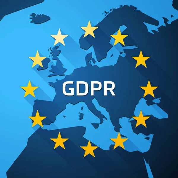Gdpr 一般数据保护章程 标签在欧洲地图 欧共体载体 — 图库矢量图片