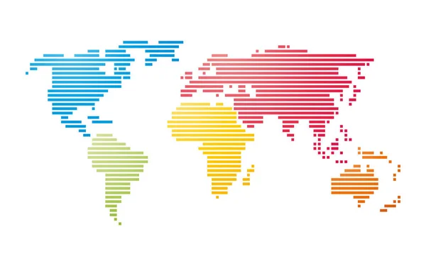 Kolor Wektor Pasiasty Mapę Świata — Wektor stockowy