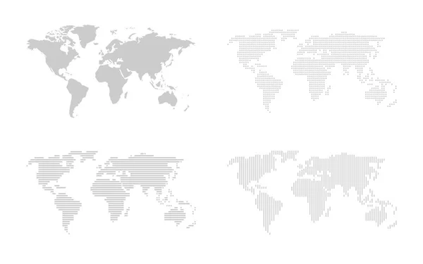 Conjunto Mapas Mundo Branco —  Vetores de Stock