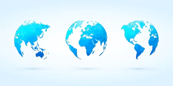 Abstrakt Blå Cirkel Glober Vektor Ställa Världen Planetjorden — Stock vektor