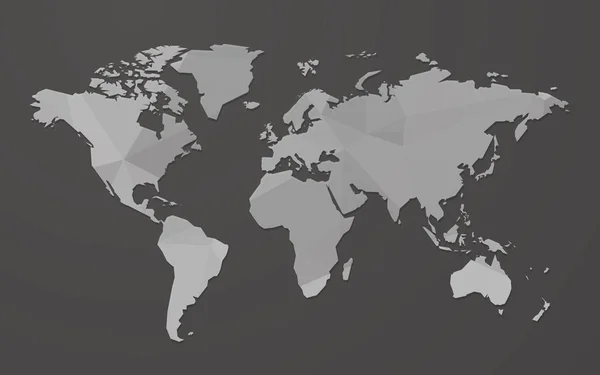 Graue Leere Weltkarte Auf Schwarzem Hintergrund — Stockvektor