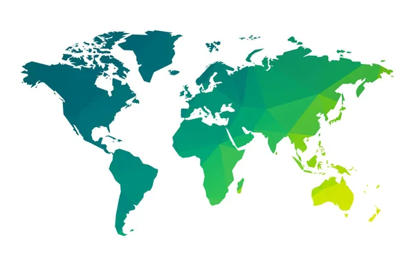 Green Geometric Blank World Map — Stock Vector