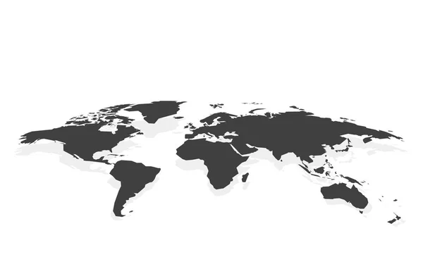 黑色空白世界地图 Fake3D — 图库矢量图片