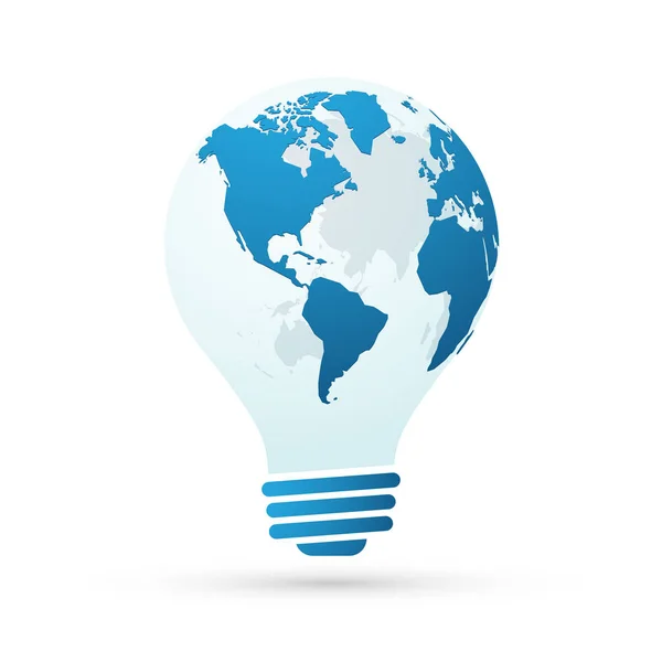 Glödlampa Med Globe Blå Abstrakta Koncept Företagsvyn Amerika — Stock vektor