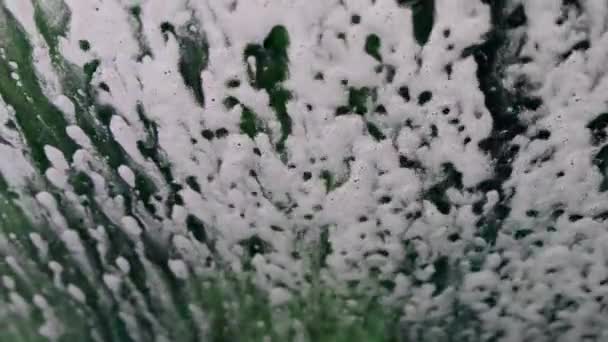 Мытье Пеной Автомойке — стоковое видео