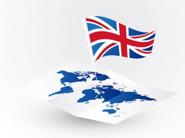 Soyut boş dünya haritası nda Büyük Britanya bayrağı seyahat konsepti