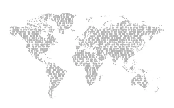 Mapa do mundo abstrato composto por partes cinzentas —  Vetores de Stock