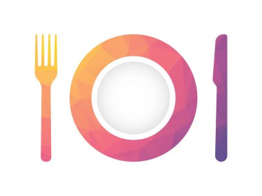 Çatallı tabak ve geometrik desenli bıçak gastronomik t