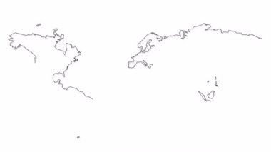 El çizimi boş dünya haritası beyaz zemin üzerinde izole modern soyut iş konsepti