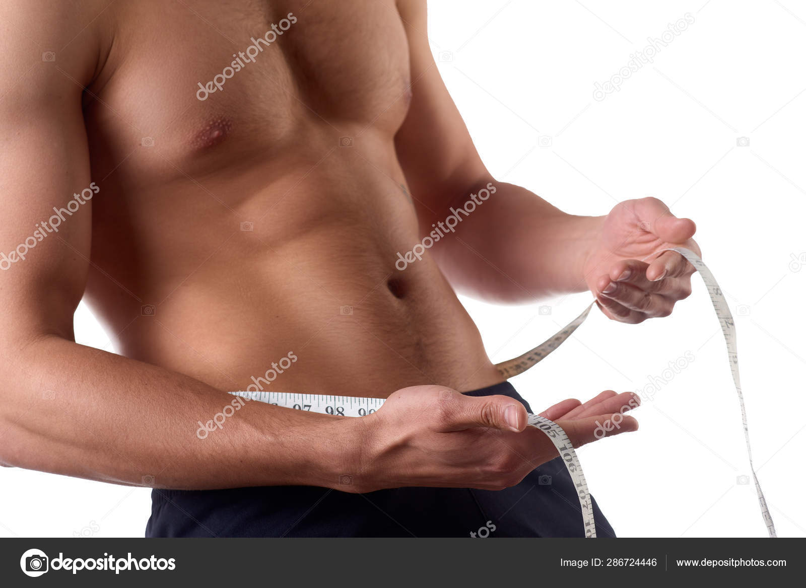 Man Measuring Abs with Tape Stock Image - Image of strong, person: 102862737