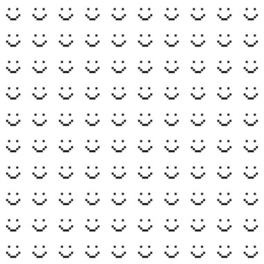 Gülücük simgeleri ile Seamless modeli. Mutlu yüzler arka plan. Piksel sanat. Vektör çizim.