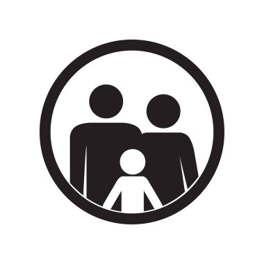 Aile simgesi. Anne ve çocuk. Anne, baba ve çocuk. Vektör çizim