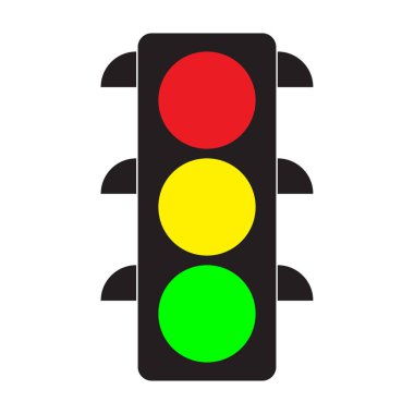 Trafik lambası. Kırmızı, sarı ve yeşil ışıklar. Düz stile. Vektör çizim.