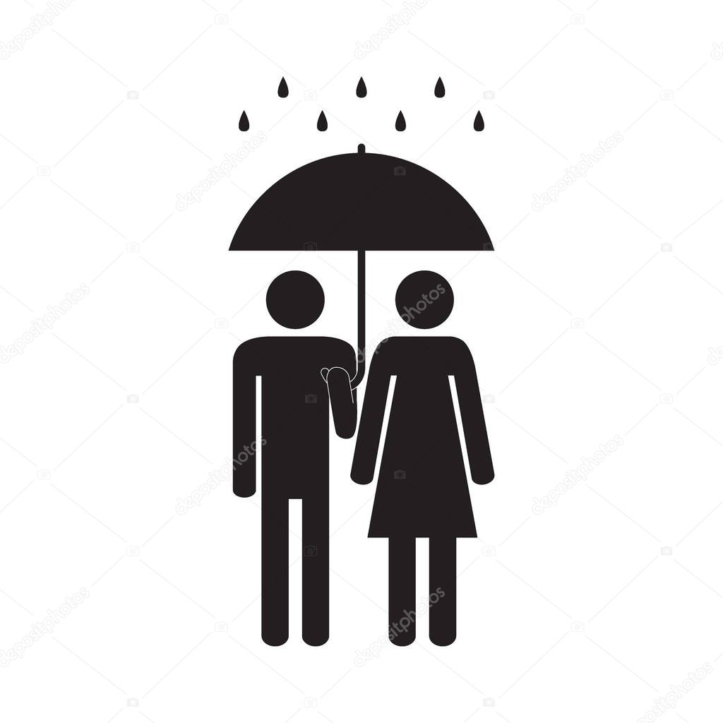 Hombre Mujer Bajo Lluvia Hombre Sosteniendo Paraguas Sobre Cabeza