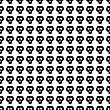 Kafatasları seamless modeli. Mutlu Cadılar Bayramı desen. Siyah ve beyaz vektör çizim.