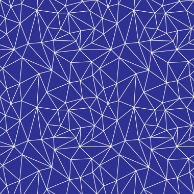 Soyut geometrik seamless modeli. Örümcek ağı. Örümcek ağı. Net. Ağ. Sorunsuz üçgenler. Mavi zemin üzerine beyaz kırık çizgiler. Vektör çizim.