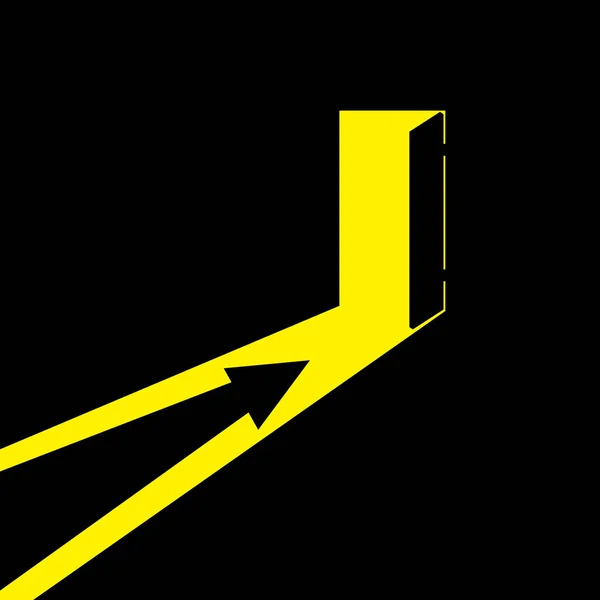 显示打开的门的方向的箭头 通往出口或入口的方向 从黑暗中走出光明的道路 向量例证 — 图库矢量图片
