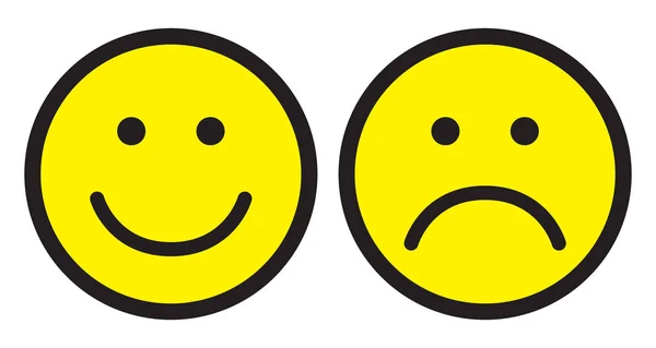 Glückliche Und Traurige Gesichter Smiley Gesicht Symbole Flachen Stil Vektorillustration — Stockvektor