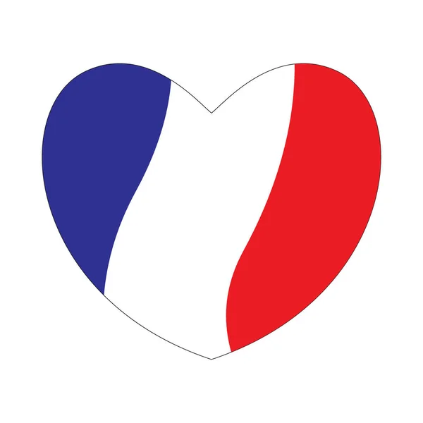 Flaga Francji Kształcie Serca Flaga Francuski Faliste Linie Ilustracja Wektorowa — Wektor stockowy