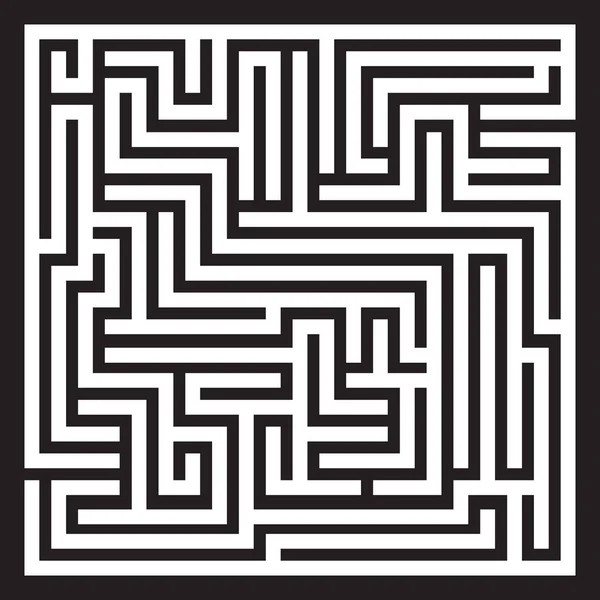 Labyrint Doolhof Ingang Uitgang Weg Vinden Zwart Wit Vectorillustratie — Stockvector