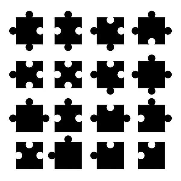 Pezzi Puzzle Seghetto Diversi Tipi Pezzi Puzzle Illustrazione Vettoriale Bianco — Vettoriale Stock