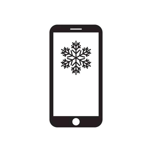 Smartphone Snowflake Screen Mobile Device Weather Forecast Winter Message Black — Stock Vector