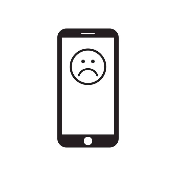 Smartphone Con Cara Triste Icono Pantalla Mensaje Cara Infeliz Ilustración — Vector de stock